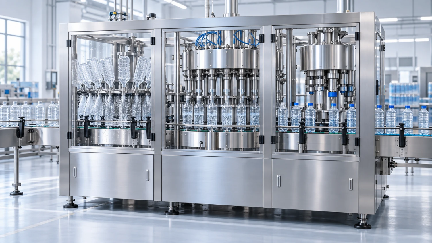 Máy chiết rót tự động 3 trong 1 gồm những công đoạn nào?