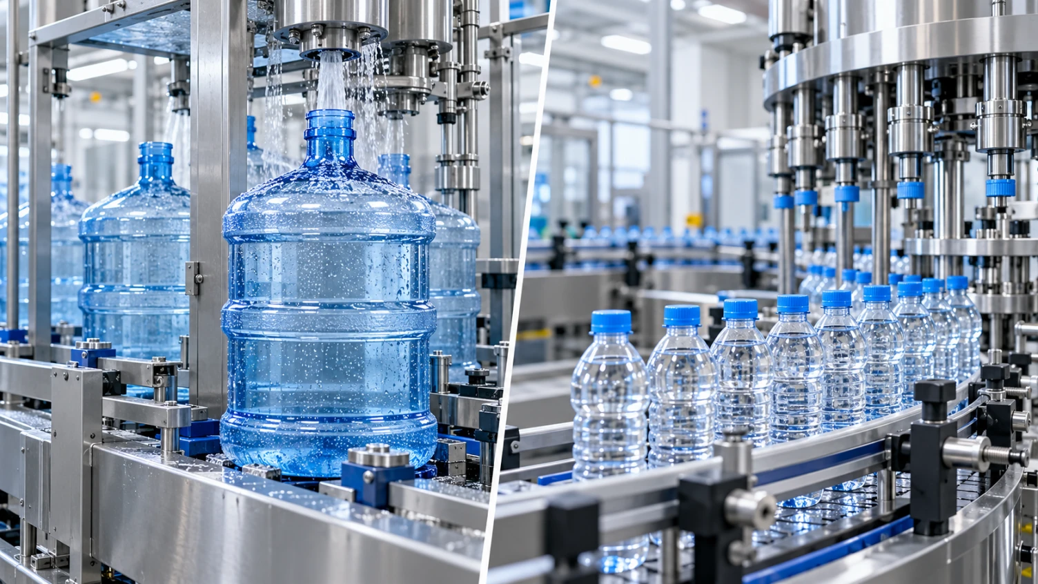 Máy chiết rót bình 20L hay chai PET: Chọn cấu hình nào?