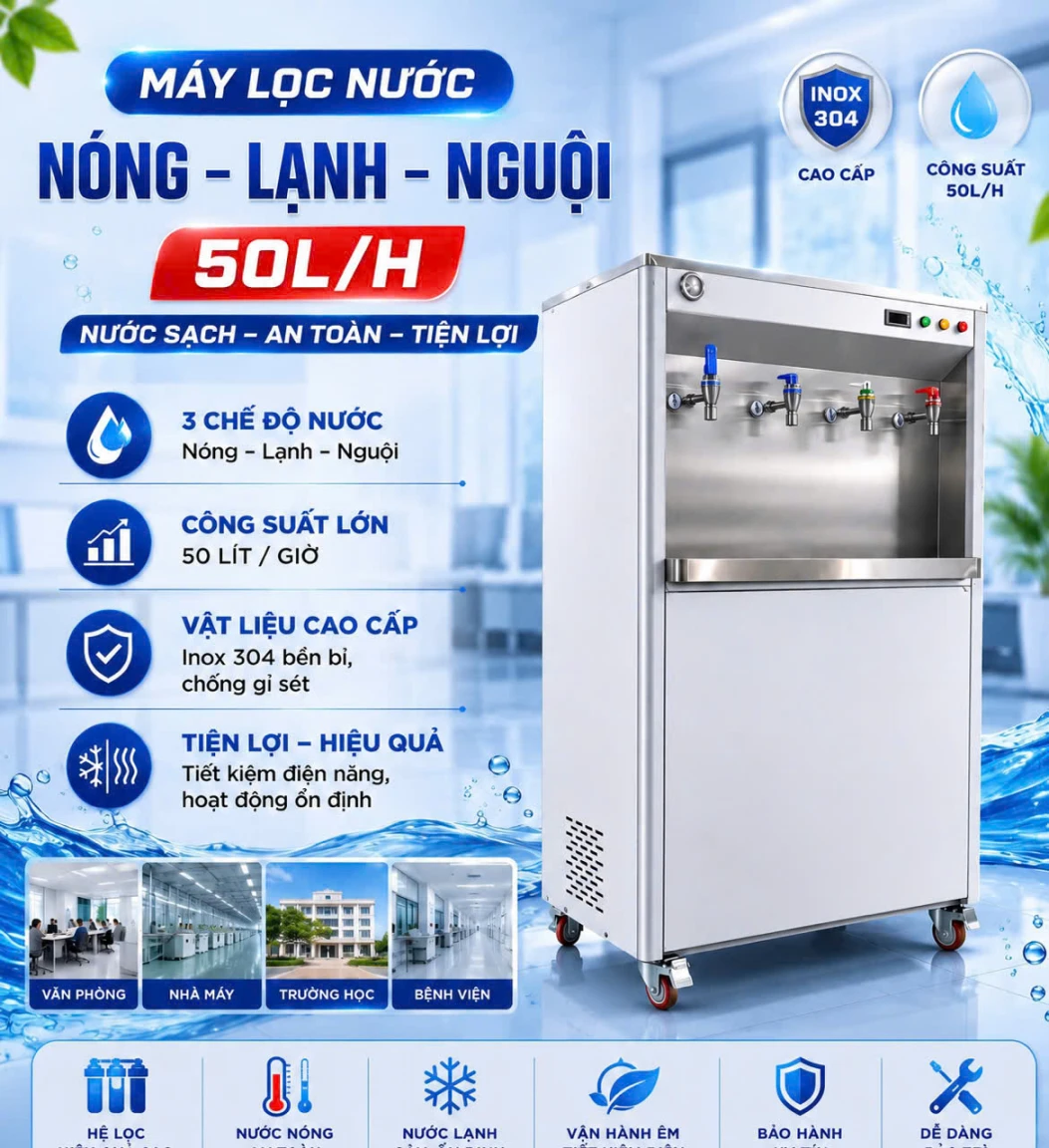 Cây nước nóng lạnh FUSHIWA có RO 50L/h màng 400G NPI